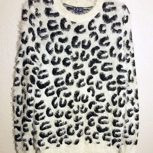 Fuzzy Leopard Animal Print Sweater